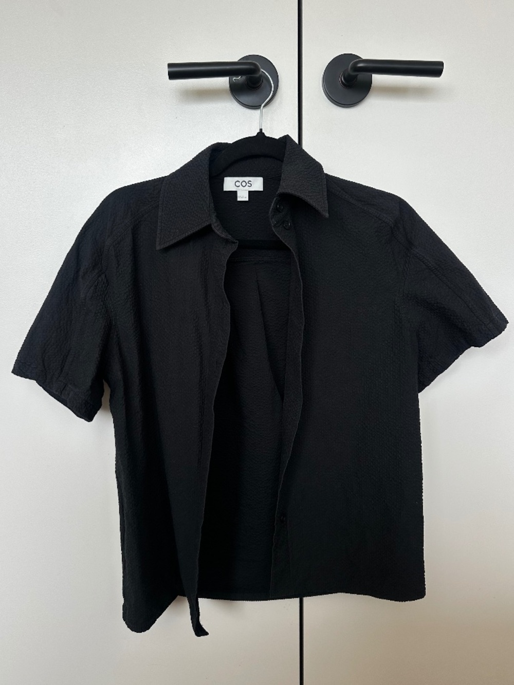 COS crinkled black shirt women’s XS